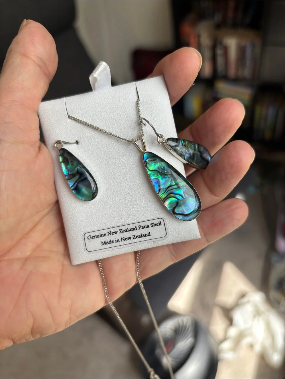 Abalone Shell Teardrop Necklace & Earring Set